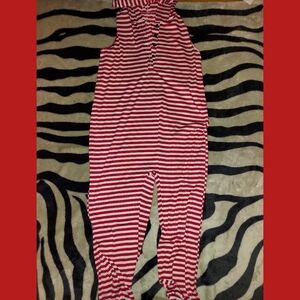Shein Red & White Striped Sleep Jumper with hood